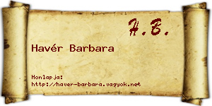Havér Barbara névjegykártya